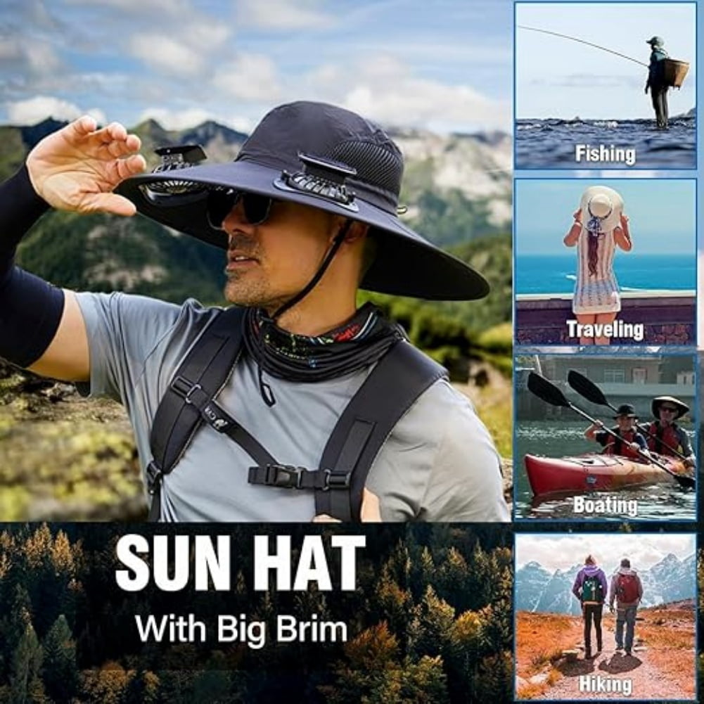 Solhalo FanHat SolarPowered Cooling Hat,Features a dual-power cooling system, adjustable and detachable fan, sun and wind protection, durability and breathability, suitable for summer hiking