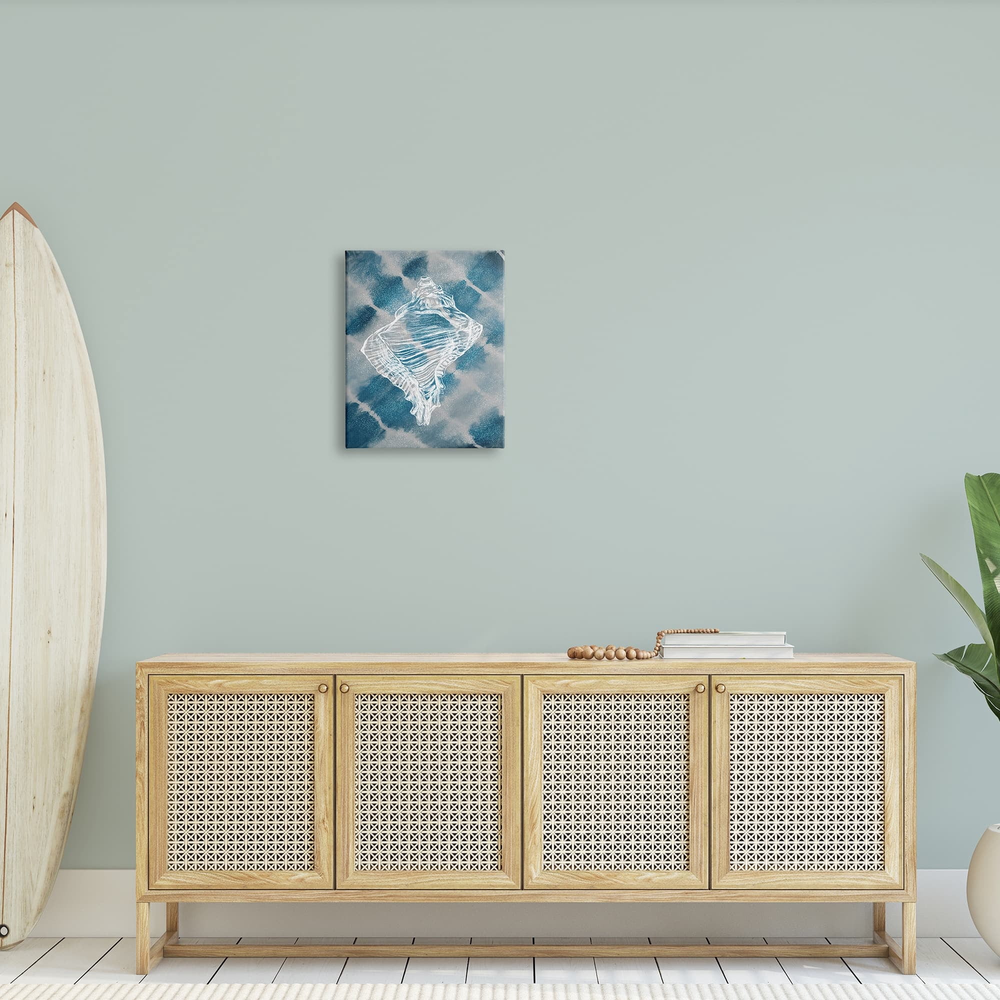 Stupell Industries Conch Shell Vintage Nautical Blue Tie Dye Pattern, 24 x 30,Design by Ziwei Li