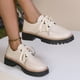 thumbnail image 1 of Xucatan Women's British Style Leather Loafers, Fashion Lace-Up Low Top Shoes with Mid Heel, Comfortable Casual & Dressy Oxfords for Women Gift, 1 of 7