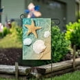 thumbnail image 3 of Summer Starfish Seashells Beach Seaside Water Ocean Vacation Seasonal Garden Yard Flag 12"x 18" Double Sided Polyester Welcome House Flag Banners for Patio Lawn Outdoor Home Decor, 3 of 6