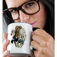thumbnail image 2 of 3drose, Iris Flowers in Blue, Lavender, White and Dark Mauve, 11oz Two-tone Black Mug, 2 of 6