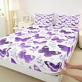 thumbnail image 3 of Feelyou Dreamy Butterfly Kid Twin Sheet Sets, Purple Leaves Bedding, 3pcs, 3 of 7