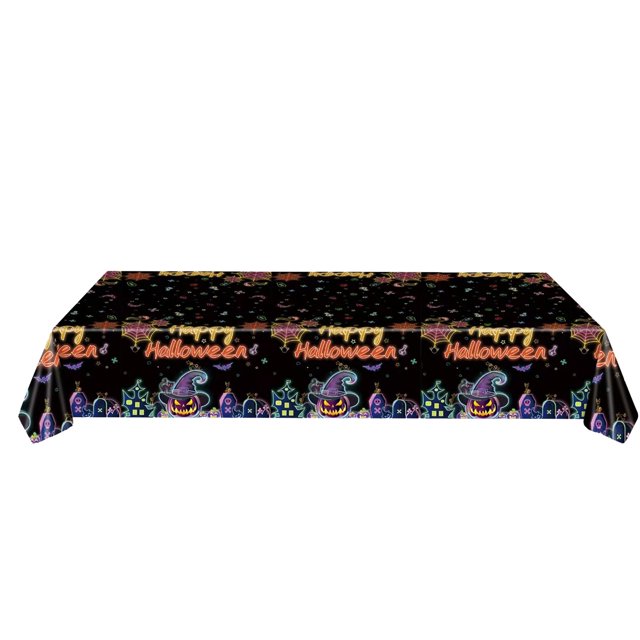 SLYNSHome Halloween Tablecloth Pumpkin Patterns Decor Halloween Table Cover Plastic Disposable Tablecloth for Halloween Party Supplies