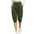 thumbnail image 6 of SwiftWear Women's Cargo Capri Pants with 4 Pockets Drawstring Elastic Waist Casual Cropped Joggers, 6 of 8