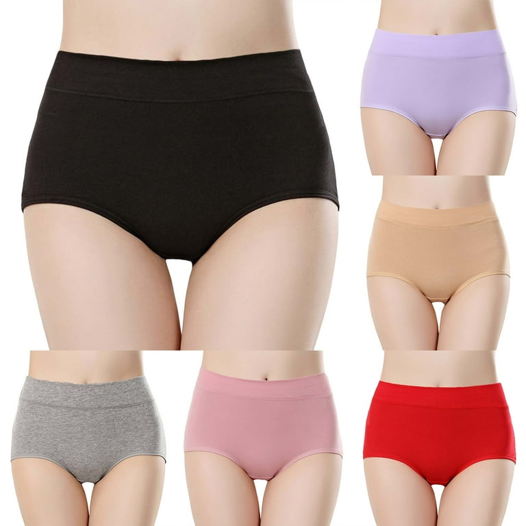 YiHWEI Female Short Floral Lingerie Womens Underpants Solid Color  Breathable Briefs Mid High Waist Cotton Seamless Panties for Women XXXXL 