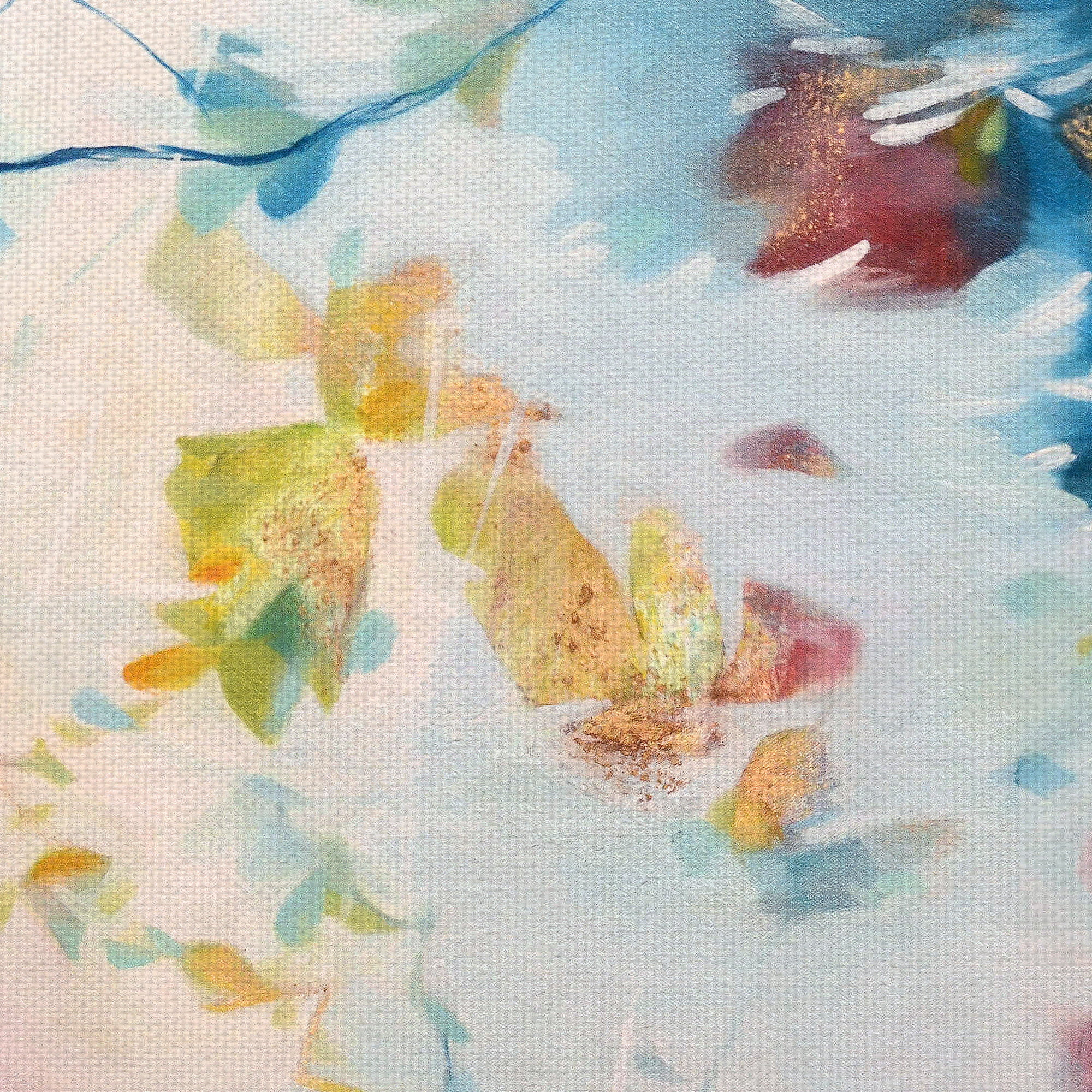 Masterpiece Art Gallery First Blush Blue Leaves by Elisa Sheehan Canvas Art Print 24" x 24"