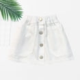 thumbnail image 3 of GiLiling Denim Skirts for Girls Mini Skirt Elastic Waist A-Line Skirt with Large Pockets and Decorative Buttons for Casual Everyday Wear (White, 12-18 Months), 3 of 5
