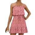 thumbnail image 1 of Leutsin Robe d'Été Sans Bretelles Sans Manches à Imprimé Décontractée pour Femme, Robe à Boutons, Grande Taille, 1 of 8