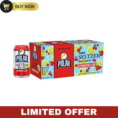 Polar Cranberry Lime Seltzer 🍒🍈 Naturally Flavored Sparkling Water, 12 fl oz Cans – Pack of 16
