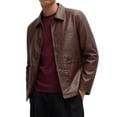 thumbnail image 2 of LYSMORA Men's Lapel Faux Leather Jacket Button Front Casual Outerwear Multi Pocket Shirt Style Coat for Daily Wear, 2 of 5