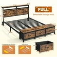 thumbnail image 3 of EnHomee Full Size Bed Frame with Headboard Full Bed Frame with 3 Fabric Drawers Metal Platform Bed Frame Full with LED Lights & Charge Station, Rustic Brown, No Box Spring Needed, 3 of 8