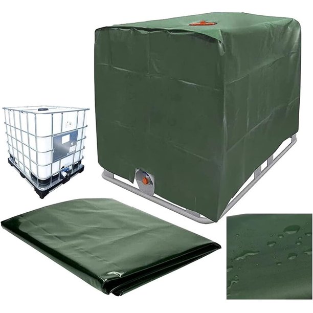 Cubierta protectora para tanque de agua IBC, lona antipolvo anti-UV de 1000 l para contenedor, cubierta protectora con película UV para tanque de recuperación de agua de lluvia, A