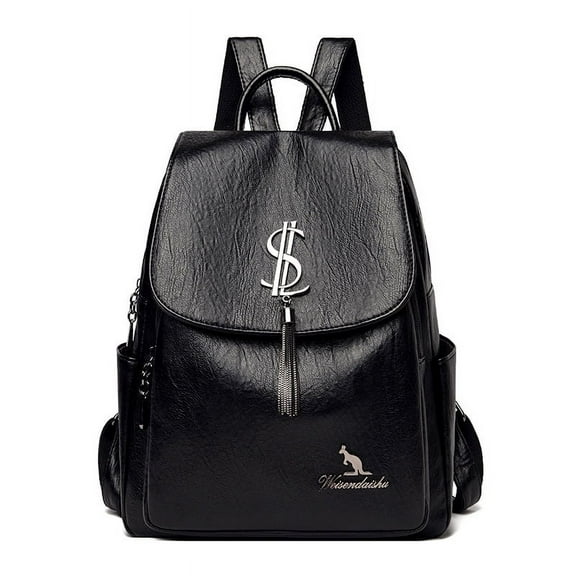 Women's Tassel Soft Leather Backpack Large Capacity Backpack