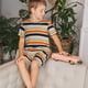 thumbnail image 4 of Balery Colorful Pastel Stripes Conjunto de Pijama Infantil de Manga Corta con Estampado – Ropa de Dormir de Algodón Suave-4X-Large, 4 of 6