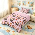 thumbnail image 2 of Manfei Cute Rustic Bear Twin Comforter Sets, Waterclor Fall Leaves Bedding Set, Pink, Pink Reversible, 2 Pieces, 1 Comforter and 1 Pillowcase, 2 of 6