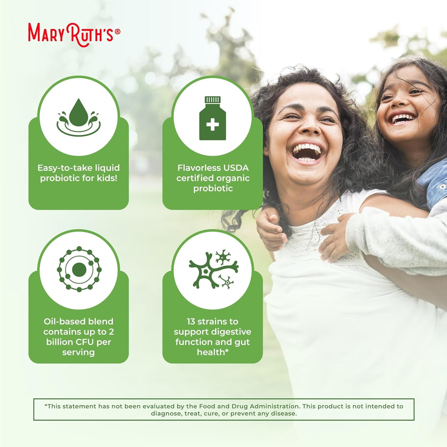 MaryRuth's Liquid Probiotic Drops USDA Organic Vegan Non-GMO for Adults & Kids Digestive Health 1 Count 4 fl oz