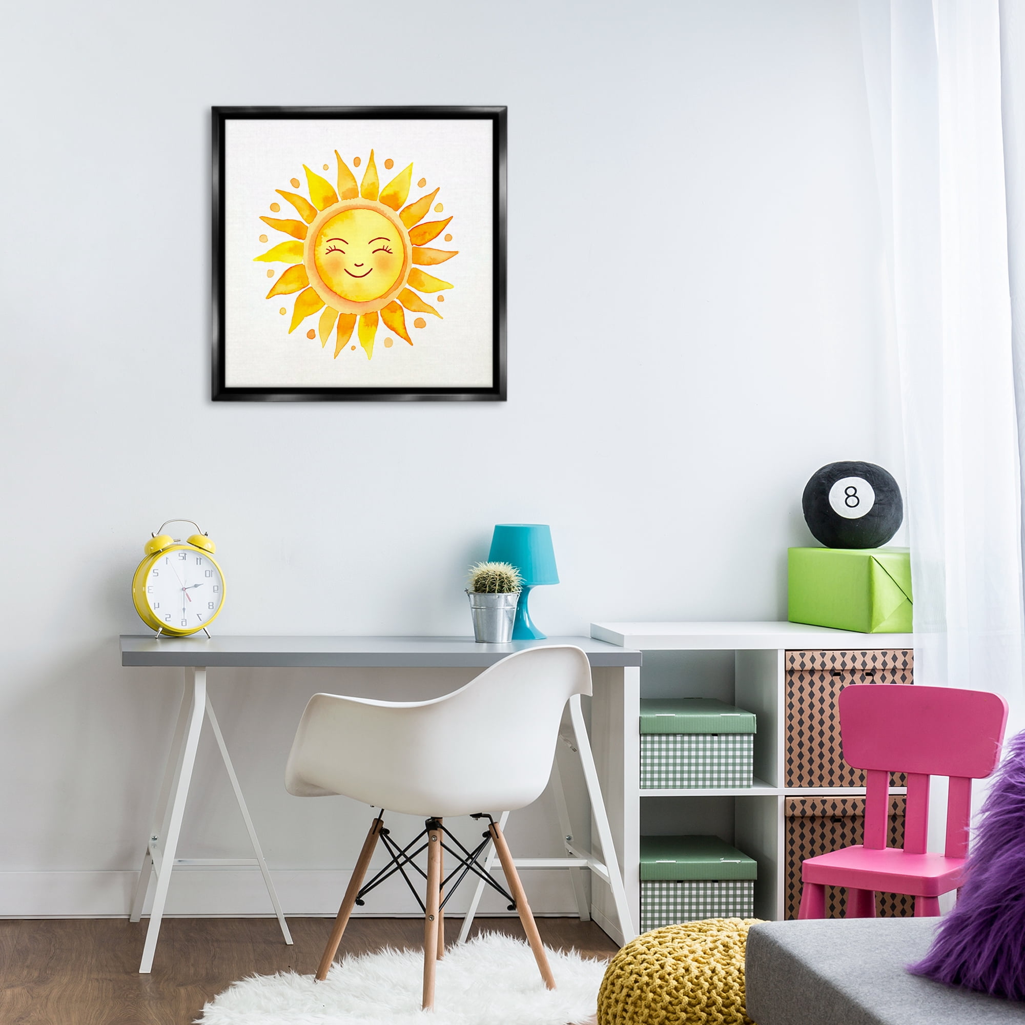 Stupell Industries Happy Sun Boho Rays Landscape & Nature Painting Black Floater Framed Canvas Art Print Wall Art, 25 x 25