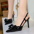 thumbnail image 2 of Women Pointed Toe High Heels Sexy Pumps Fashion Patent Leather Bow Stiletto 9CM Party Wedding Shoes, 2 of 4