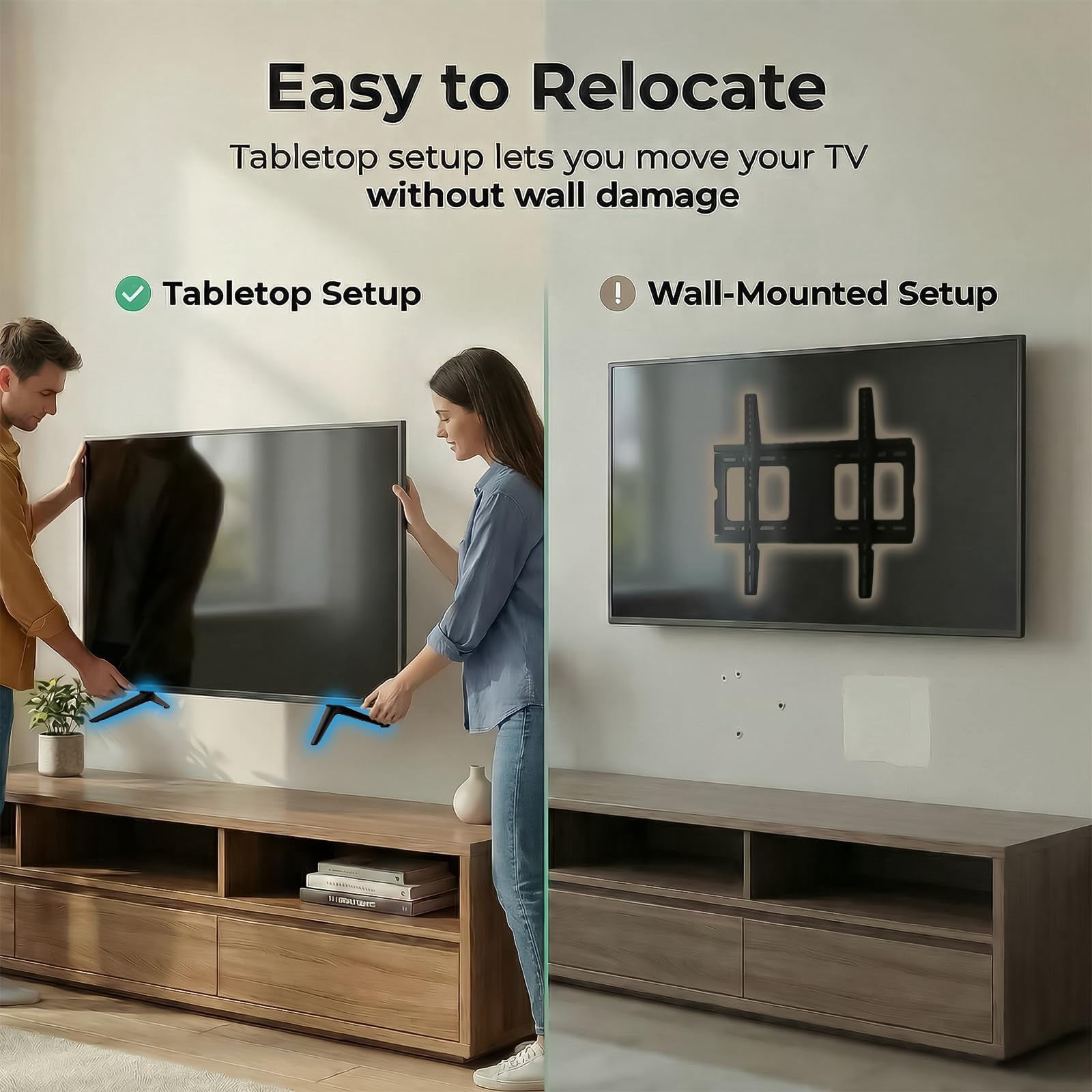 TV Legs Only for Onn 100012589 100012590 Roku TV Stand Legs, for Onn TV Legs Replacement with Screws, Anti Slip Pads and Instruction, Stable Design and Easy Installation