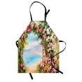 thumbnail image 1 of Art Apron Old Antique Arch Covered by Rose Petals Branches Romantic Italian Panorama Sea Print, Unisex Kitchen Bib Apron with Adjustable Neck for Cooking Baking Gardening, Multicolor, by Ambesonne, 1 of 3