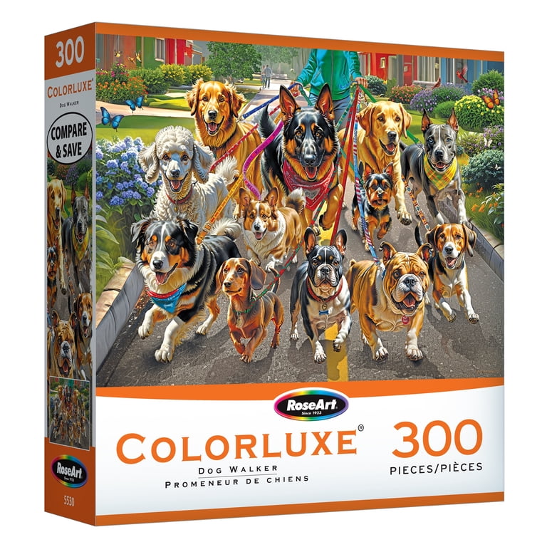 RoseArt Colorluxe 300-Piece Dog Walker Adult Interlocking Puzzle