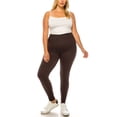 thumbnail image 3 of Women's Plus Size Microfiber Full Length Solid Leggings, Soft Stretch High Waist Pants, 3 of 5