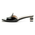 thumbnail image 3 of FSJ Women Sexy Crystal Low Chunky Block Heel Backless Sandals Comfortable Mules Square Open Toe Heeled Slip On Slippers Shoes Size 8 Black, 3 of 4