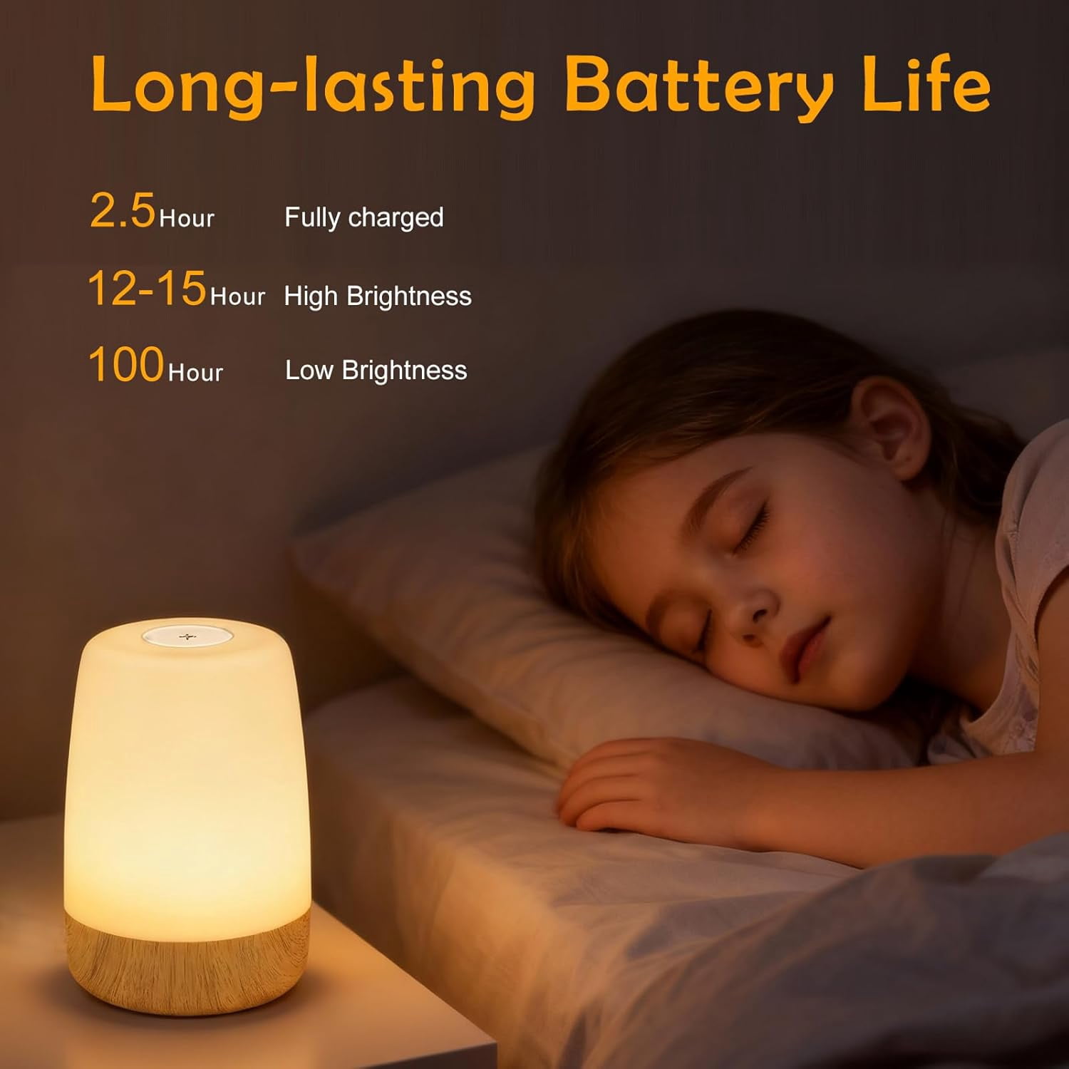 Bedside Baby Night Light, Changing 256 RGB Colors Rechargeable Night Light for Kids, Small Wireless Table&Bedside Lamp, Eye Caring Dimmable LED Touch Lamp for Toddler, Kids, Nursing