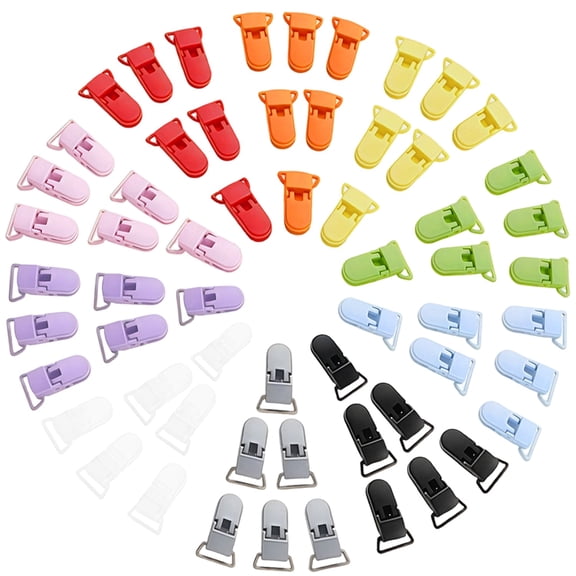 60 Pack BPA-Free Plastic Pacifier Clip Replacement Ends, 10 Assorted Colors, Fasteners for DIY Baby Crafts, Bib and Blanket Strap Making
