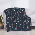 thumbnail image 3 of Honeii Sailboat And Seagull print throw blanket, crafted from cozy cotton flannel, offers versatile home decor as a bedding suitable for all seasons.-60"x50", 3 of 6