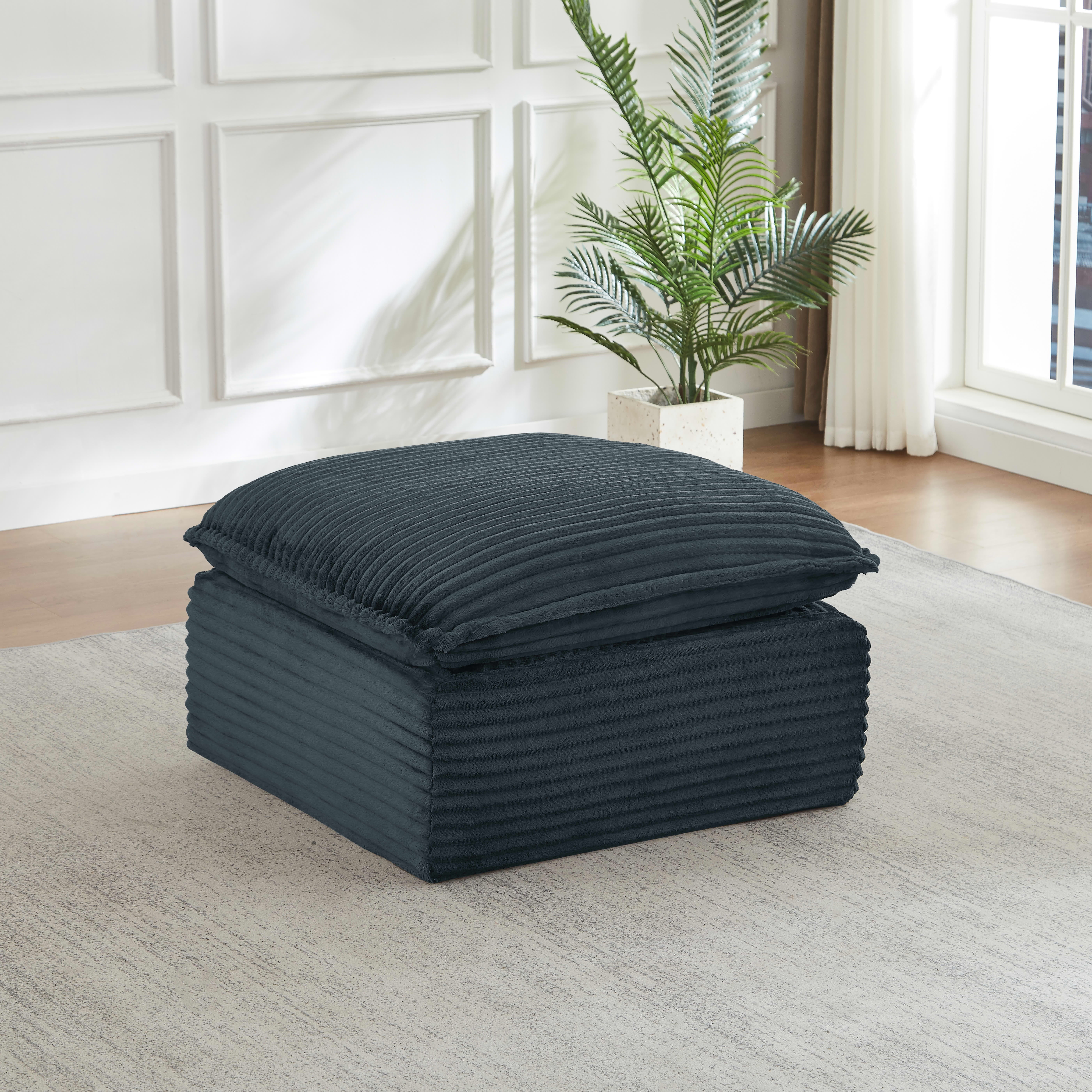 MAYEERTY Corduroy Boneless Ottoman, Soft Tufted Footrest for Living Room Cloud Sectional Couches, 30.7×15.7" Dark Gray