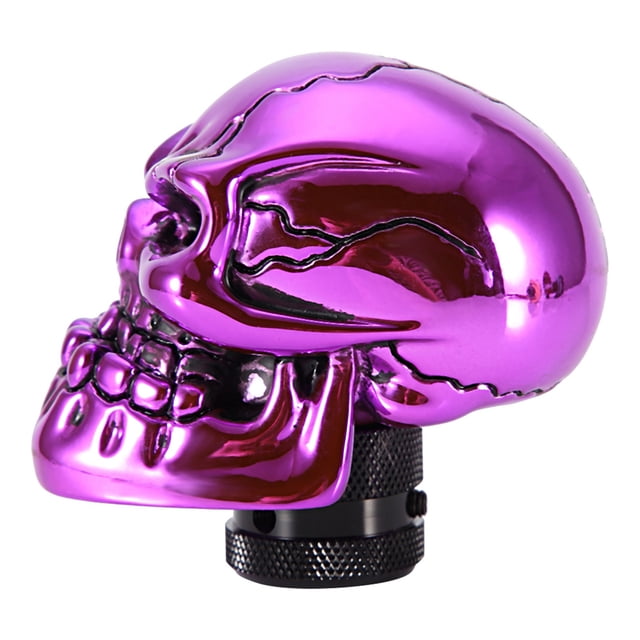 Pomo de palanca de cambios modificado para coche con cabeza de calavera y esqueleto, palanca de cambios Universal, color morado