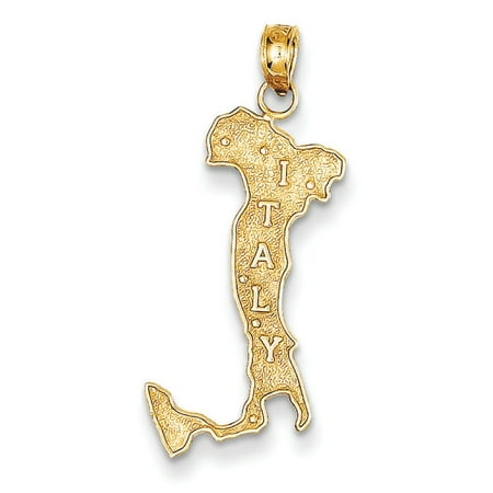 - 14K Yellow Gold Italy Map Charm Pendant - 27mm