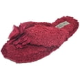 thumbnail image 3 of Cute Plush Cozy Sherpa Shearling Thong Slide Womens Flip Flops Flower Slippers (US 7-8, Wine), 3 of 5