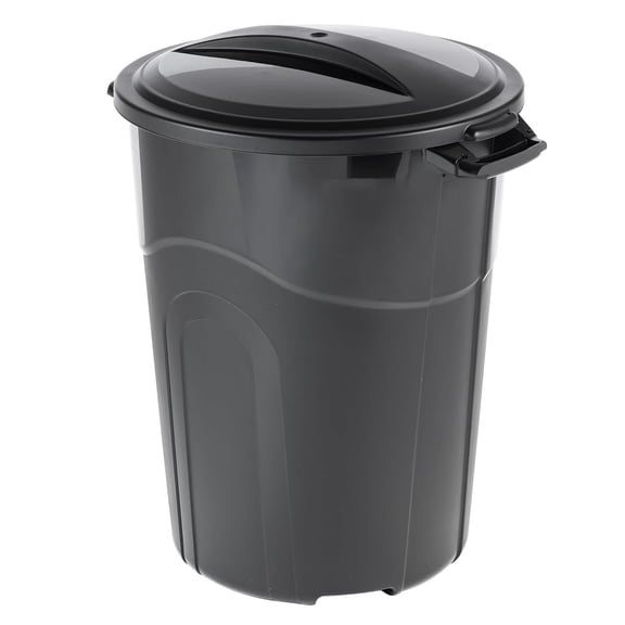 ANHXN 32 Gallon Heavy Duty Plastic Garbage Can, Included Lid, Indoor/Outdoor, Black