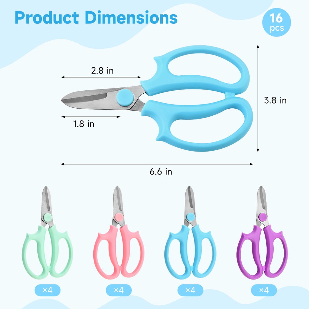 16Pcs Stainless Steel Flower Scissors, Floral Shears with Comfortable Handles, Garden Pruning Shears, Flower Trimming Tools, Garden Clippers for Flower Arrangement, Fruit Picking