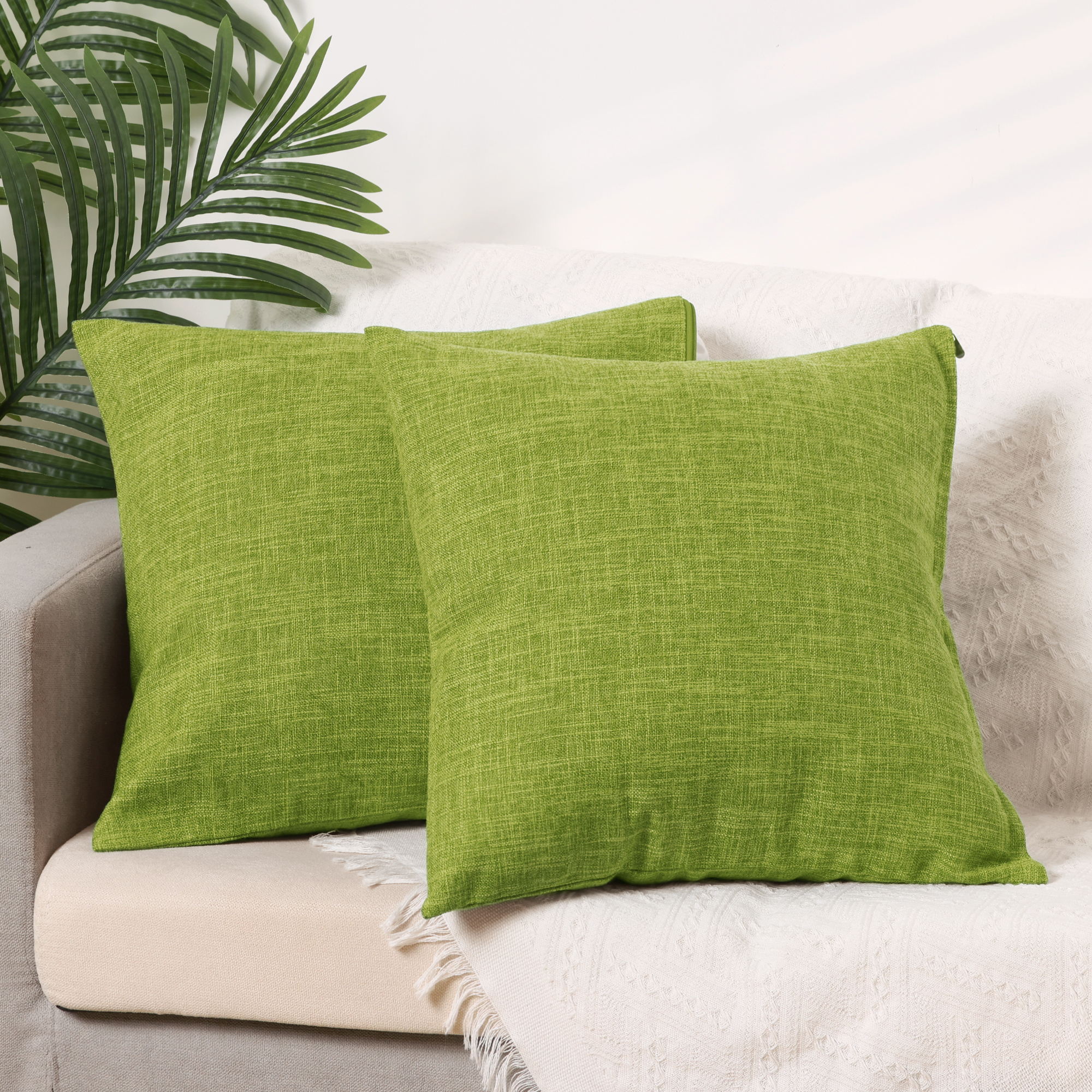 Unique Bargains 4 Pcs Solid Throw Pillow Cover 18 x 18 Inch Green/Dark Blue