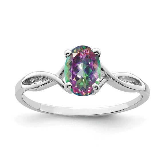 Primal Gold 14 Karat White Gold 7x5mm Mystic Fire Topaz Ring