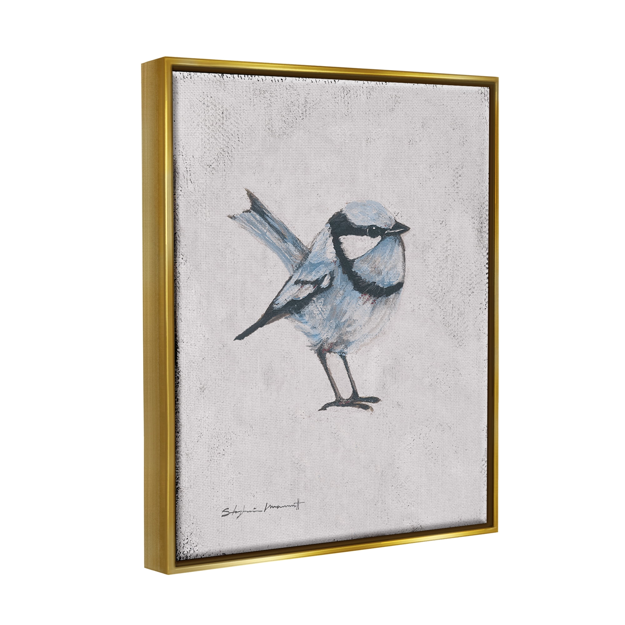 Stupell Wren Bird Animal Painting Animals & Insects Painting Gold Floater Framed Art Print Wall Art