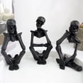 thumbnail image 3 of Thinking Skeleton Statue Resin Skull Figurine, Gothic Halloween Skeleton Decor for Desk, Bookshelf, Tabletop, Home, Office, Halloween Party Decoration, 3 of 5