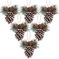 thumbnail image 3 of Adornos de piña natural para árbol de Navidad Otoño Rústico Mini Piña Adorno colgante Decoraciones para árboles de Navidad Pequeño adorno de Acción de Gracias con aguja de pino Baya para JAMW Sencillez, 3 of 5