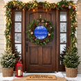 thumbnail image 4 of Welcome Sign for Front Door, Merry Christmas Round Metal Wall Art Wreaths, Winter Snowflake Xmas Blue Outdoor Indoor Wall Hanging Sign for Porch Decor Housewarming Gifts 7.9 Inch, 4 of 8