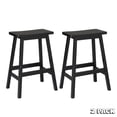 thumbnail image 3 of Tcbosik 24" Saddle Seat Bar Stools Set of 2, Solid Pine Wood Counter Height Stools with Footrest for Kitchen Island, Home Bar, Dining Room – Black, 3 of 9