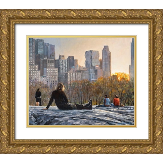 Braithwaite, Bruce 31x26 Gold Ornate Wood Framed with Double Matting Museum Art Print Titled - Sunset from Cat Rock