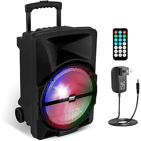 Pyle, Wireless Portable PA Speaker System - 800W Powered Bluetooth Indoor & Outdoor DJ Stereo Loudspeaker with MP3 AUX 3.5mm Input, Flashing Party Light & FM Radio,Black