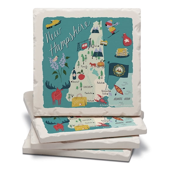 Thirstystone New Hampshire Home Tumbled Tile Coaster 4-Pack