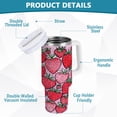 thumbnail image 2 of Yayeee 40oz Stainless Steel Tumbler with Straw and Handle Double-Wall Insulated Travel Water Bottle, Sweet Strawberry, 2 of 8