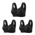 thumbnail image 2 of Itsame 3 Pack Everyday Sports Bra Set womens Full Support Bra Comfortable Breathable Wireless Comfort Bralette Set Black Size 3XL, 2 of 4