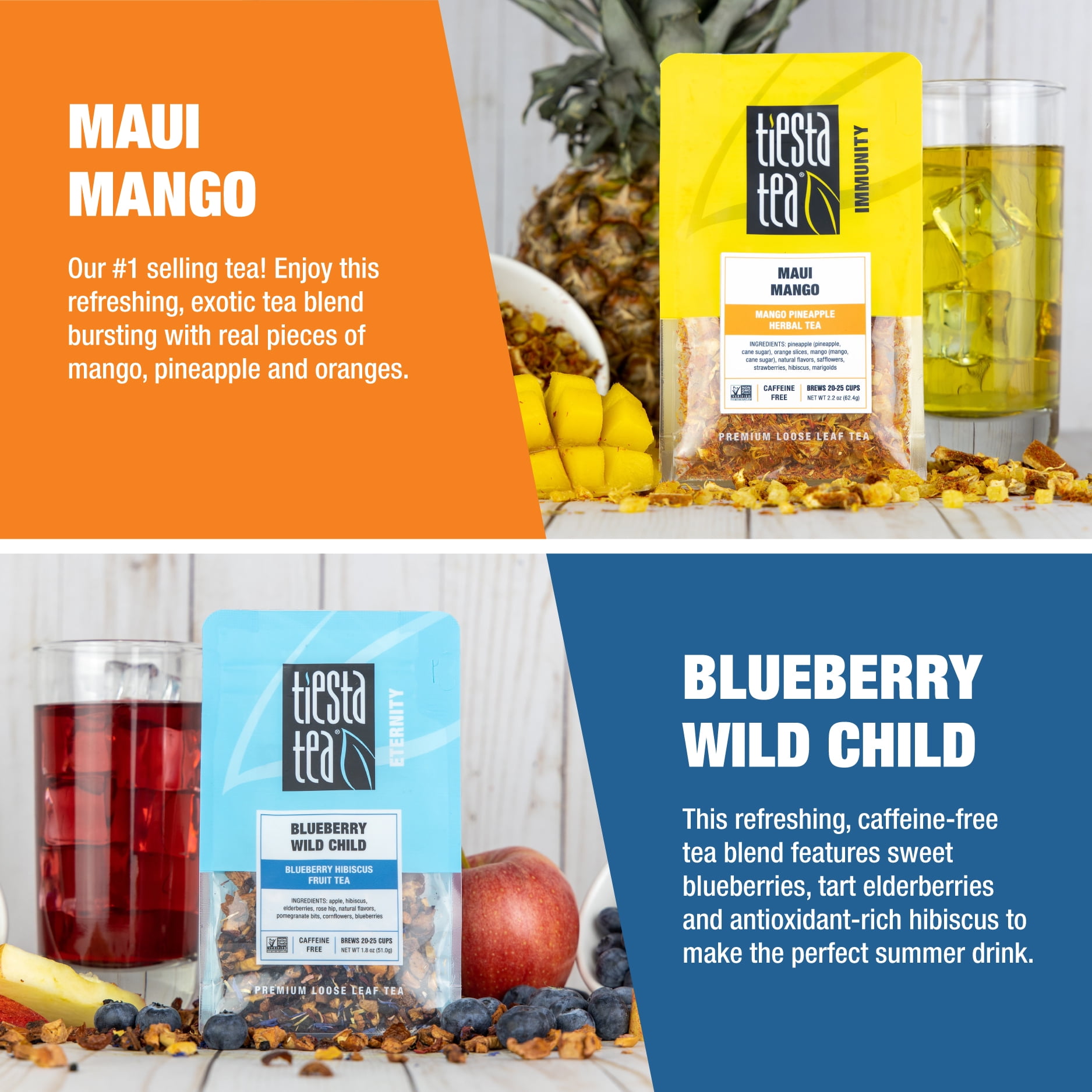 Tiesta Tea - Tiesta's Top Loose Leaf Tea Gift Box, High to Non Caffeinated Tea Variety Pack, Make Hot & Iced Tea, 5 Pouches of Assorted Tea Blends with Green, Herbal, Black & Fruit Tea Bags