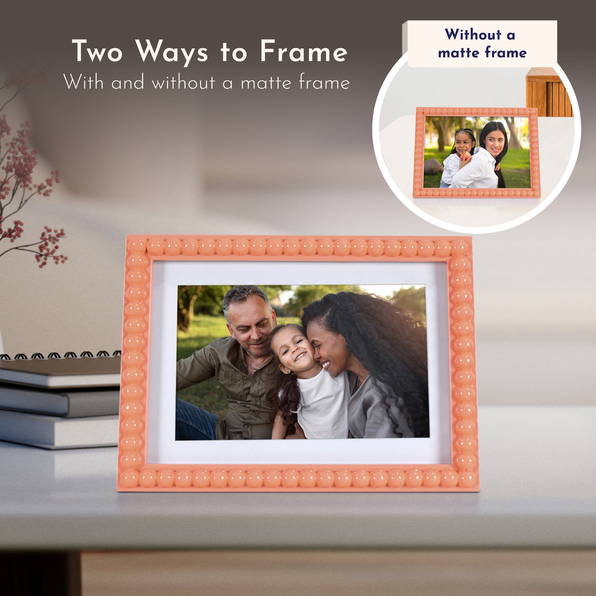 Mainstays by Becky G. & Alejandra Beaded Photo Frame, Mimosa Light, Fits 4 in x 6 in with Mat or 5 in x 7 in Without